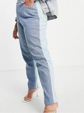 Missguided Plus High Rise Color Block Jeans